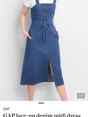 GAP Blue Denim Lace-Up Sundress